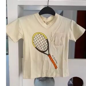 Nwt Mini Rodini Size 3-4 Cream Kids Tennis Shirt